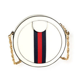 Gucci White Leather & Web Round Ophidia Mini Bag